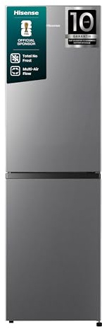 Hisense RB327N4ADD Réfrigérateur-congélateur, classe d'efficacité énergétique D, Total NoFrost, butée de porte interchangeable, grille de bouteille, réfrigérateur de 171 l, partie congélateur de 85 l