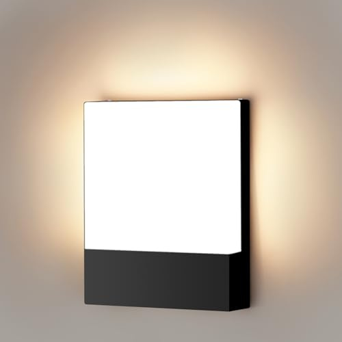 Cwycfw 18W Applique Murale Exterieur Led, 3000K Blanc Chaud Applique Intérieure Noir, LED Appliques Murales IP65 étanche