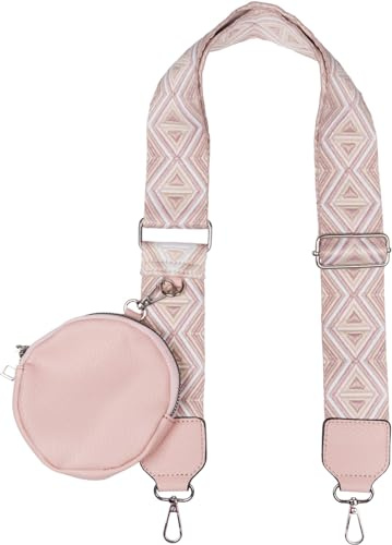 styleBREAKER Taschen Schultergurt Geometrisch Börse | 5 cm breiter Stoff-Wechselriemen, stufenlos 82 bis 127 cm anpassbar, silberne Karabinerhaken, rundes 12 cm Zipper-Fach.