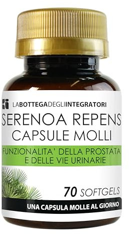 SERENOA REPENS 320 MG TITOLATO AL 90% | 70 SOFTGELS | CAPSULE MOLLI PER LA PROSTATA E PER LE VIE URINARIE | 1 PERLA AL GIORNO | LA BOTTEGA DEGLI INTEGRATORI (1 Confezione da 70)