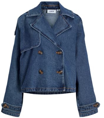 JACK&JONES dam JXCARLIE Short LS trenchcoat DNM jacka, medium blå denim, XL, Mellanblå denim, XL