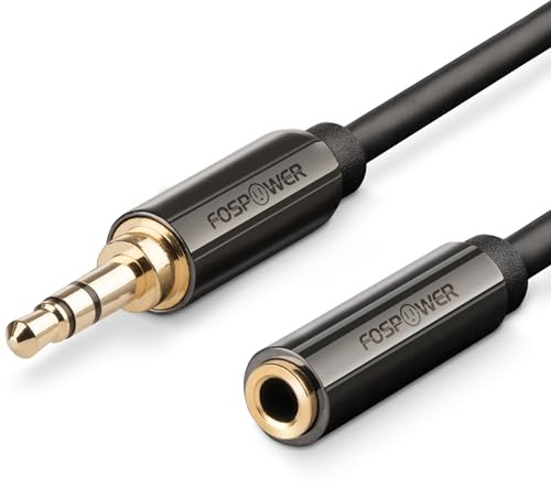 FosPower 3.5mm Male to 3.5mm Female Stereo Audio Extension Cable Adapter [24K Gold Plated Connectors] for Apple, Samsung, Motorola, HTC, Nokia, LG, Sony & More - 10 ft