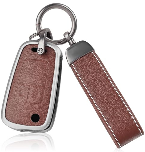 OFF WE GO Autoschlüssel Hülle Leder Schlüsselhülle Cover für Opel Astra j Zafira Adam Aveo Matiz Cruze Captiva Spark Orlando Trax Schutz Gehäuse mit Schlüsselanhänger Schlüsselcover