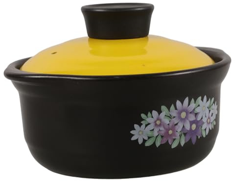 MAGICLULU Olla de Estofado Casera de Arcilla Capacidad de 1.3l y Doble Asa, Resistente a Altas Temperaturas para Cocinar en Restaurantes y Hogares