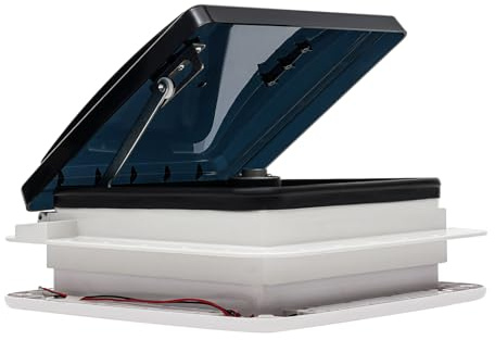 Chensyo Abluftventilator für Wohnwagen, mit LED-Licht, 28 x 28 cm, 12 V, manuell, für Wohnwagen, Wohnmobile, Autos und Anhänger (weiß)