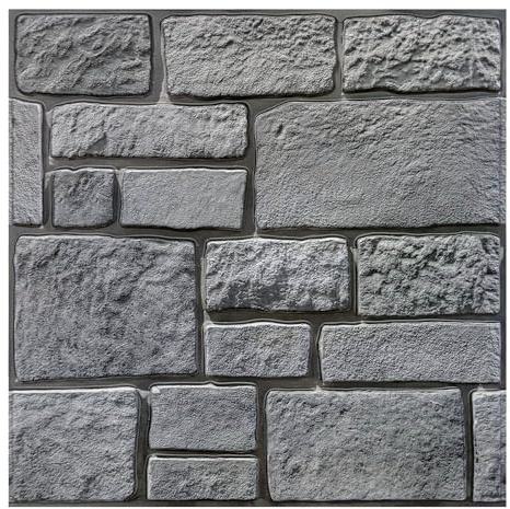 Commomy 10pcs Faux Stone 3D Wall Panels - 11.8 x 11.8 Peel and Stick Tiles Lightweight Thin Tiles PVC Brick Stone Wallpaper for Interior Bedroom,Living Room,Kitchen,RV,Quick Home Wall Decor