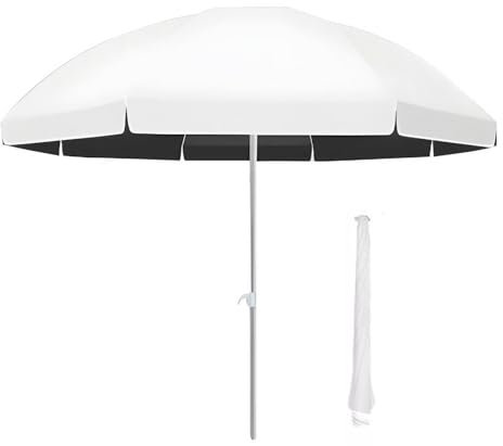 Parasol de Plage Portable Parapluie de Table pour l'extérieur, 180/220/240/260 cm Parasol pour le Patio, le Jardin, la Piscine, la Terrasse, l'arrière-cour, mât en Acier Réglable,Protection UV 50+(6ft