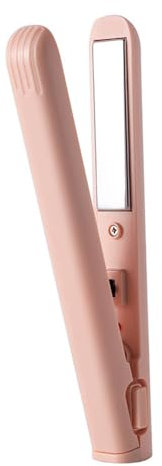 Mini Dual-Purpose Curling Iron,2 in 1 Hair Straightener and Curler,Portable USB Plug-in Small Hair Curler Iron,2 in 1 Mini Curler and Hair Straightener for Short and Long Hair(Pink)