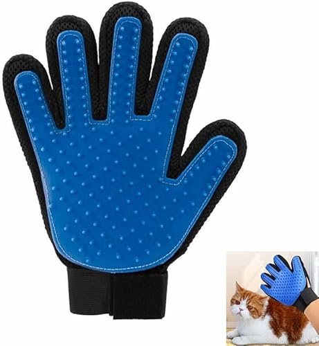 SQUADO Handschuh für Haustiere, Haarentferner für Hunde und Katzen, doppelseitiges Design, Blau und Schwarz