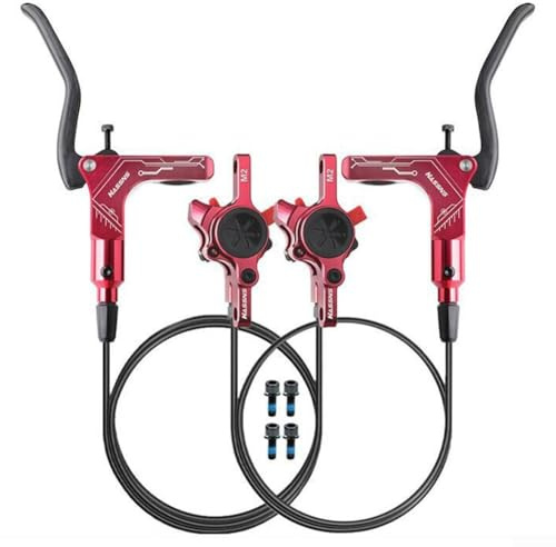 ZAMETTER Mountainbike Hydraulische Scheibenbremse Doppelkolben Zwei-Wege-Bremse Fahrrad Hydraulische Öl-Scheibenbremse Mountainbike Hydraulische Scheibenbremsen (rot)
