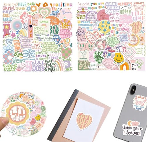 PERSENTU 100 PCS Pink Motivational Stickers,Vinyl Waterproof Danish Pastel Sticker, for Laptop Bumper Water Bottles Computer Phone Hard Hat Car Stickers and Decals Inspirational Stickers