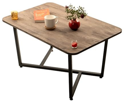Industrial Living Table Basse – Table Industrielle – Carré – Table d'Appoint d'Intérieur – Bois de Pin Massif – Noyer - Noir