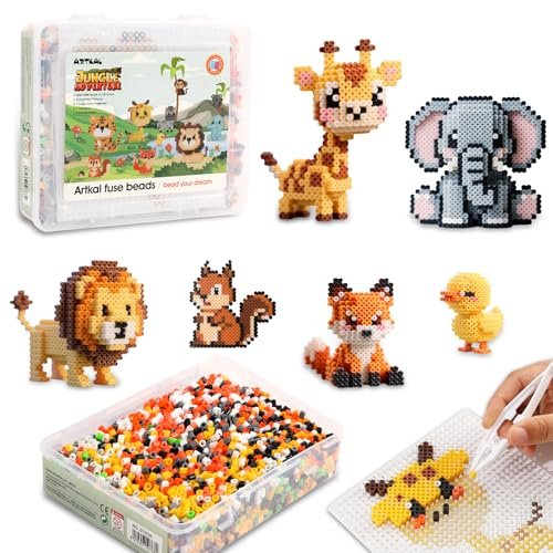 DONGZHI 5mm Tier-Bügelperlen-Set (5.000 Stk.) mit Tierplatten & Premium-Box | Kreativset ab 6 | Für Tierdesigns und personalisierte Geschenke