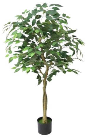 Künstliche Bäume, Kunstbaum, Kunstpflanzen, künstlicher Ficus-Baum, hohe Kunst-Ficus-Blätter, Pflanze für drinnen und draußen, künstlicher grüner Baum für den Hausgarten, Kunstpflanzen, Kunst, A-120