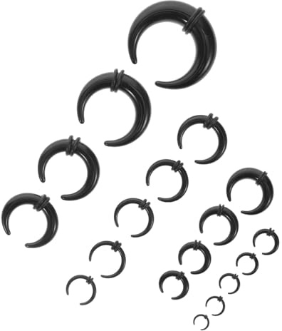 FRCOLOR Piercings de Nariz para Hombres en Acrílico Negro con Forma de C, 18 Piezas Portátiles Resistentes Deformación para Uso Diario y Viajes