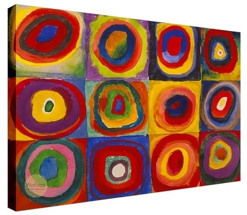 Wallazz Quadri Moderni Soggiorno Riproduzione Quadri famosi su tela - 100% Made in Italy - Wassily Kandinsky - Prova di colore studio colore - Quadro Camera da Letto - Qualità Artigianale - 50x70cm