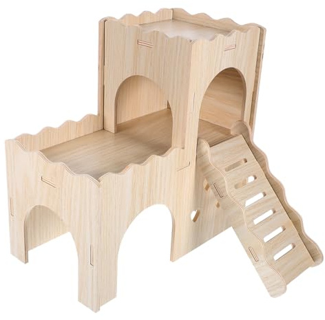 VICASKY Cachette pour Cobaye Hamster Ou Chinchilla Maison Bois avec Échelle Abri pour Petits Animaux