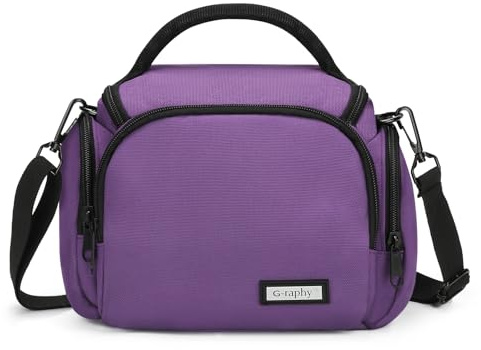 G-raphy Borsa per fotocamera DSLR, piccoli fotografi con divisori rimovibili e cinghie per fotocamere DSLR, obiettivi e altri accessori per fotocamera, Viola, custodia per fotocamera