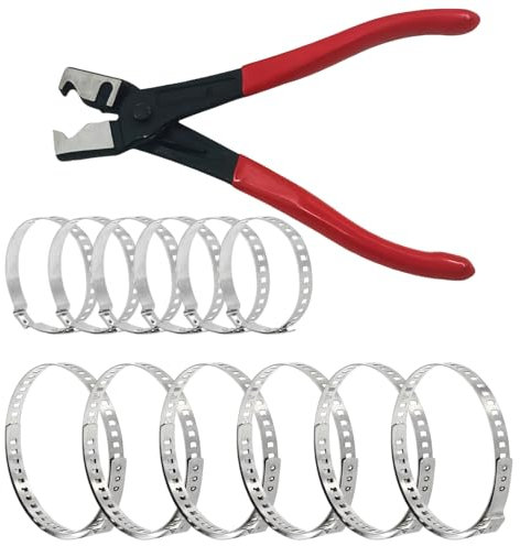 GMHLLES 12PCS Heavy Duty Hose Clamp Pliers, Hose Clip Pliers with Stainless Steel CV Boot Clamp Assortment Kit Adjustable Auto Clic-R Type Collar Clamp