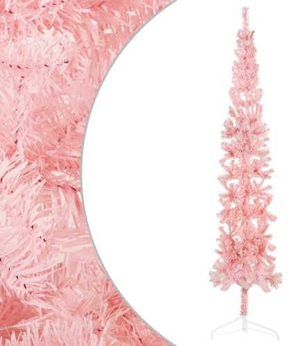 Medio árbol de Navidad Artificial con Soporte Rosa 240 cm, Snsowed Christmas Tree Decorations, Abeto Artificial árbol, Arbol De Navidad