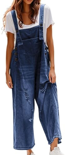 Salopette Donna Jeans Overall Monopezzi Comode Tuta Intera Elegante Morbida Casual Jumpsuit Con Tasche Regolabile Cinghie Oversize Pantaloni Baggy Vintage Allentata Playsuit Salopette Premaman