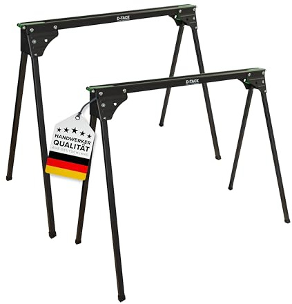 D-Tack 4x Arbeitsbock klappbar | Hochwertiger Sägebock aus Stahl | Faltbock mit einer Tragkraft bis zu 500 kg pro Paar | Klappbock für Baustelle, Werkstatt & Heimwerken
