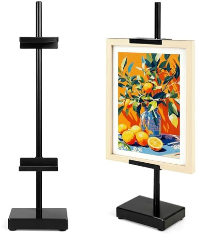 Victawks Adjustable Tabletop Easel Stand, Picture Easels for Display Up to 17 H, Black Metal Picture Frame Holder Stand Table for Art, Photo (1 Pack)