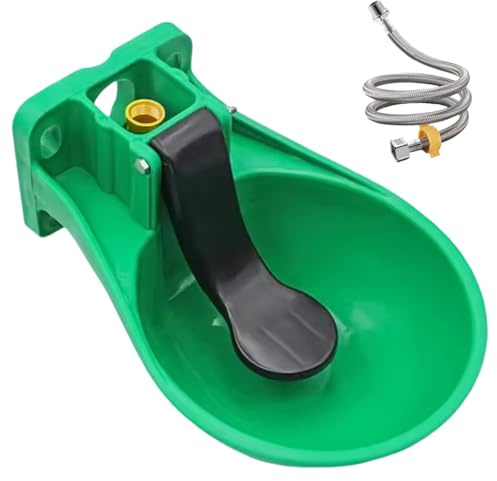 Abreuvoir Chevaux, Abreuvoir Automatique avec Languette à Pression + Tuyau 80 cm et Adaptateur Inclus, Abreuvoir pour Chevaux - Distribution Automatique d'eau (avec Tuyau d'arrosage)