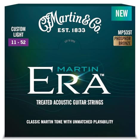 MARTIN – MP353T, Cuerdas para Guitarra Acústica ERA Custom Light, Phosphor Bronze Round Wound, Calibre 11-52, Juego de 6 Cuerdas