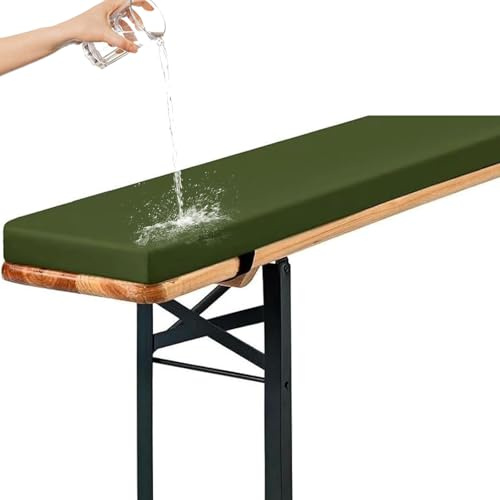 Genérico Cojines Acolchados para Banco de Cerveza, Cojín Antideslizante Impermeable 220x25, 180x23, 200x30 con Hebilla para Muebles de Exterior, Resistentes A La Intemperie,Verde,150x28x3cm