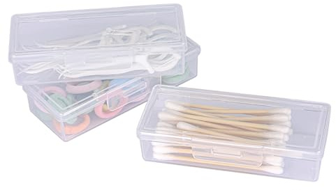 LIGHUFEIC 3Pcs Cotton Swab Holder for Travel,Portable Dental Floss Case Clear Plastic Cotton Pad Holder,Travel Floss Picks Case Storage Containers with Dustproof Lid