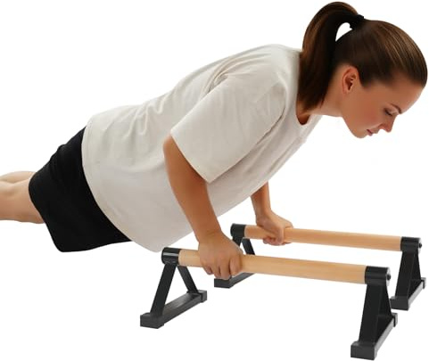 Fyssnn Poignées de pompes en bois - Jusqu'à 400 kg - Poignées parallèles antidérapantes - Barres de support pour la callisthénie, l'entraînement musculaire et la musculation - 15 cm de hauteur