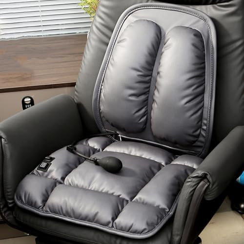 USB Heated Seat Cushion, Seat Warmer for Office Chair, Heated Seat Covers with Airbag Lumbar Support and 3 Temperatures Levels(Gray)