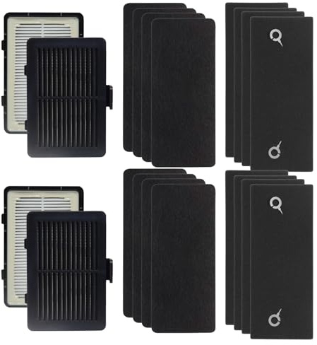 PUREBURG Replacement Filter Compatible with Airthereal T1 & Hiwoor H311 Touchless Vacuum Automatic Dustpan, 4-Pack HEPA & 8 x Sponge & 8 x Cotton Fabric Filters For Dust Clean