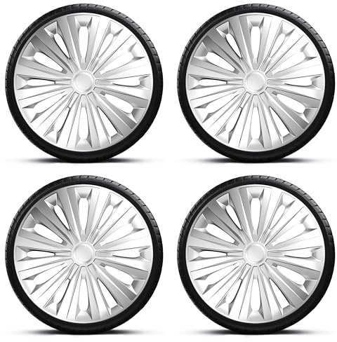 14 Inch Multi Silver Wheel Trim Wheel Cover Hub Caps Protection, Set of 4 Fits Hyundai i10 i20 i30