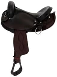 Z.H.INTERNATIONAL Leather Western Endurance Trail Horse Saddle Handmade Comfort Without Horn Hornless Equestrian Horseback Riding Tack Tooled Carved Saddle Size:18 inches Seat