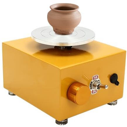 HTDRE Torno de cerámica eléctrico de 24 W con Velocidad Ajustable, 2 bandejas giratorias y 8 Herramientas de Arcilla para proyectos de cerámica DIY.