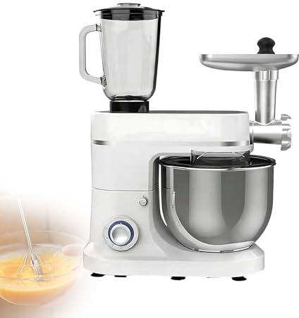 Robot Pâtissier, Robot Culinaire Qualité Professionnelle Robot 3-En-1 avec Blender et Hachoir à Viande, 1500W Bol Inox 10L, Batteur Électrique, Crochets Pétrisseurs, 6 Vitesses Réglables