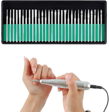 XUZOPIM 30 Pezzi Punte Professionali Per Fresa Unghie In Diamante, Accessori In Carburo Di Tungsteno Per Rimozione Di Gel, Acrilico E Cuticole, Ideali Per Manicure E Pedicure