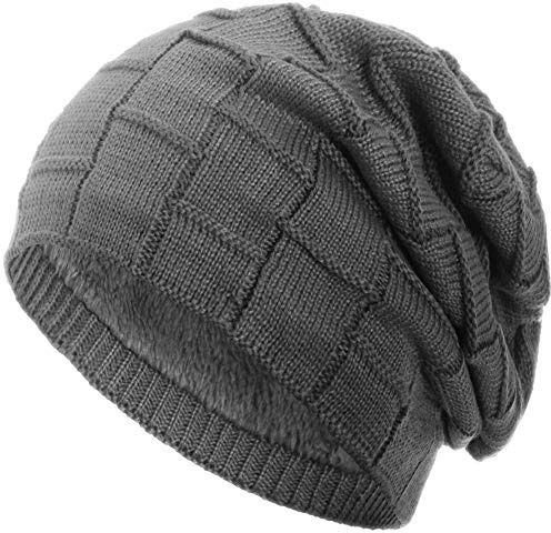 Compagno warm gefütterte Beanie Wintermütze Flechtmuster unifarben oder meliert Einheitsgröße Mütze
