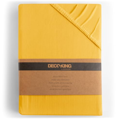 DecoKing Spannbettlaken 100x200 120x200 cm 100% gekämmte Baumwolle Amber | Gelb Spannbetttücher Jersey Boxspringbett 100 x 200 120 x 200