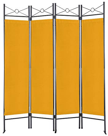 dirty pro tools™ FOLDING ROOM DIVIDER PARAVENT SPANISH WALL PARTITION PRIVACY SCREEN PRIVACY SCREEN SEPARATOR (Yellow)