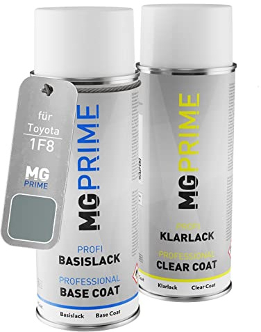 MG PRIME Billack Spray can set för Toyota 1F8 Medium Silver Metallic/Meteorite Metallic Base coat klarlack spray can 400ml
