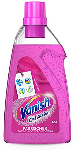 Vanish Oxi Action Gel Pink – fläckborttagningsgel utan klor – tar bort fläckar, vårdar färger och tar bort lukter – för färgglad tvätt – 1 x 1,5 l