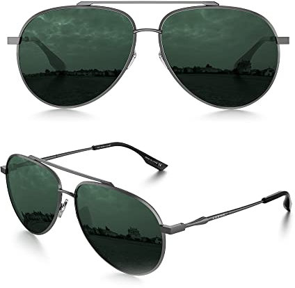 LUENX Men Sunglasses Polarized - UV 400 Protection green lens 60MM