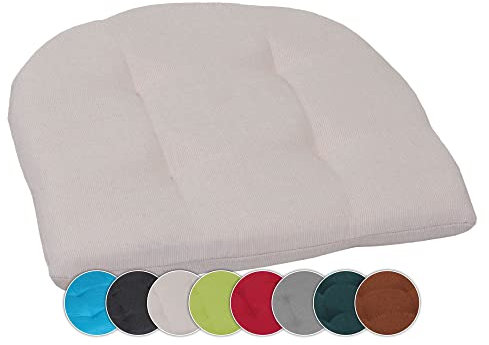 Beo Sitzkissen Stuhl 41x41 Halbrund | Atmungsaktives Sitzkissen Gartenstuhl Made in EU | UV-beständiges Sitzpolster Gartenstuhl | Stuhlkissen Outdoor waschbar | Sitzkissen Bank in Beige