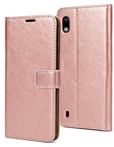 AMAZE!UK A10 Leather Phone Case Cover For Samsung A10 Flip Protective Wallet Style Open Book Magnetic Stand Samsung A10 / M10 6.2 Phone Case (Rose Gold)