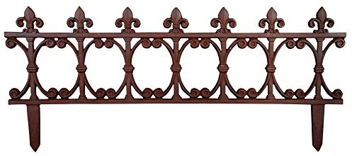 8 Stück Esschert Design Beetzaun Klassik, breiter Zierzaun aus Gusseisen, 82 x 36 cm, Beet Abgrenzung mit Erdspieß