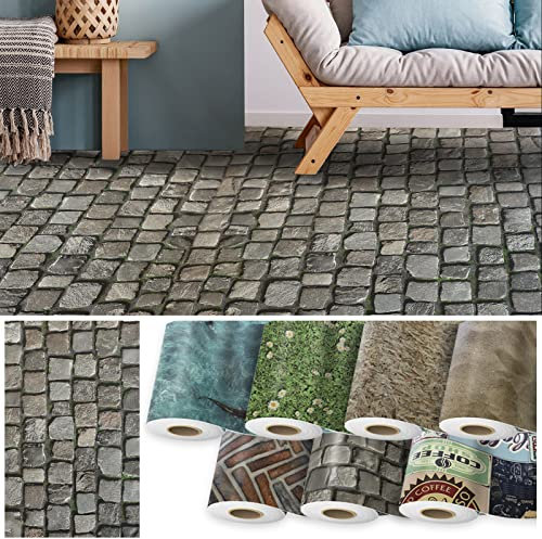 Floordirekt CV-Belag Moonlight 3D - Zuschnitt - Meterware - Bodenbelag PVC Länge auf Maß mit 3D Effekt (100 x 200 cm, Cobble)