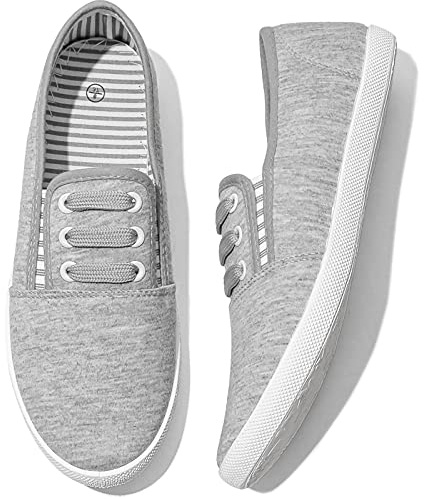Womens Slip On Sneakers Canvas Shoes for Women Slip on Shoes Casual Tennis Shoes (Grey.us9)